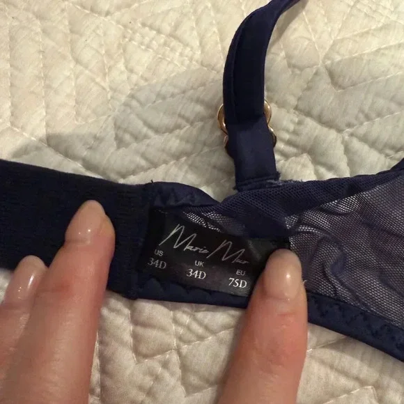 NEW Navy Blue Rosemary Bra and Panties Matching Set, Marie Mur, 34D and S - Picture 4 of 9